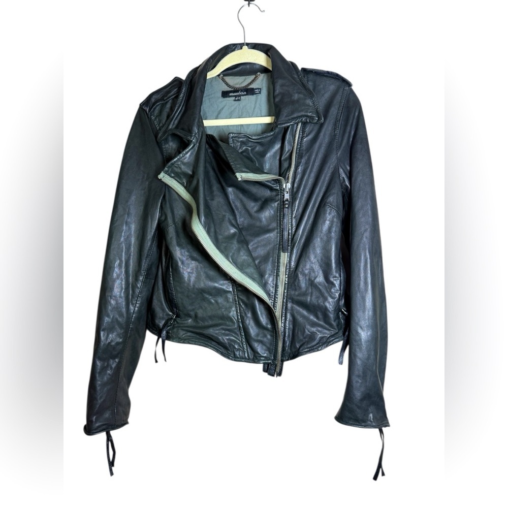 Muubaa Gorgeous Soft Black Lamb Leather Moto Jacket